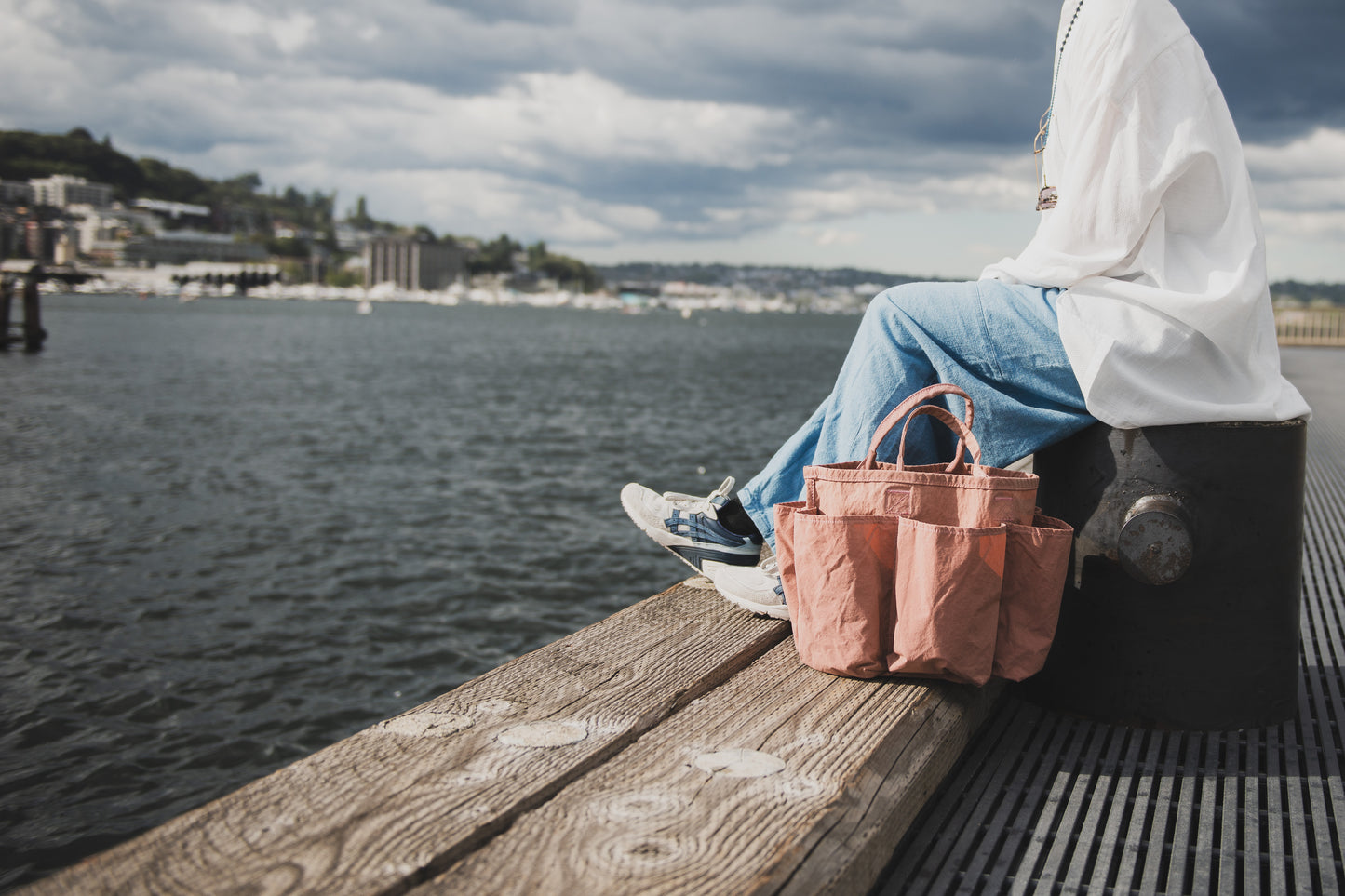 Reversible KONBU Basket bag - Dark Rose