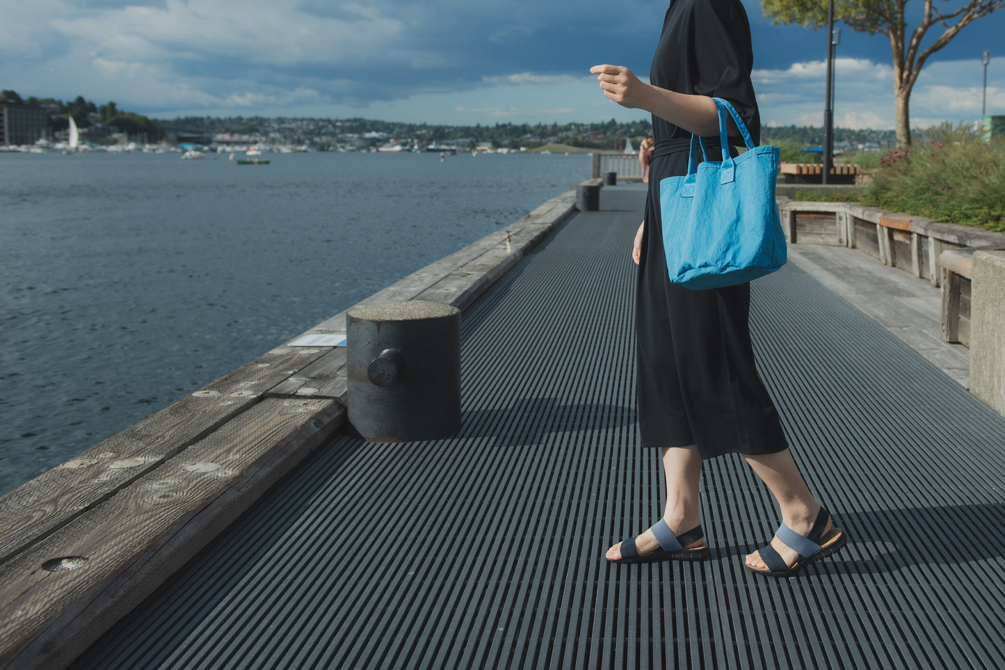 Reversible KONBU Basket Bag - Sky Blue