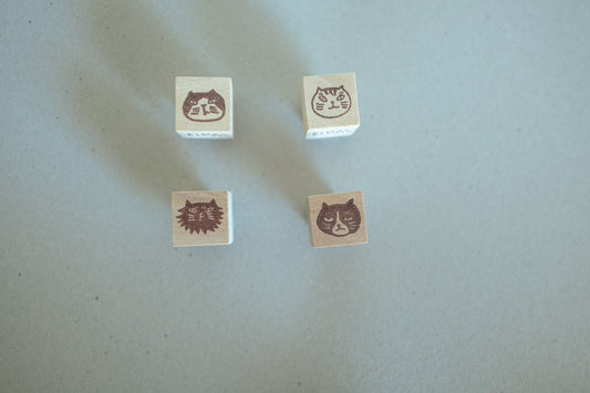 Handmade Wood Whimsy Cats Stamp Set